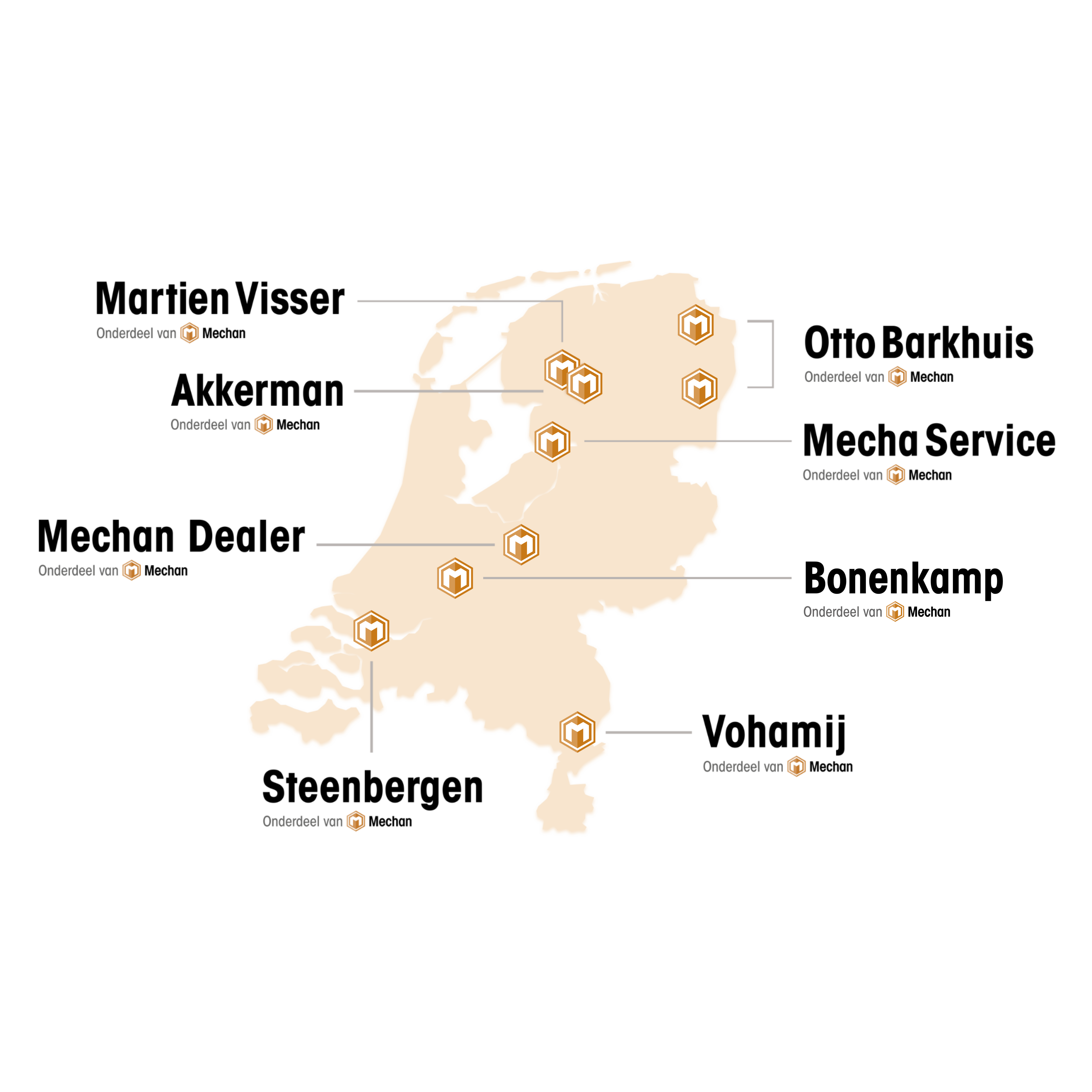 Kaart Mechan dealer vestigingen update 6 2026